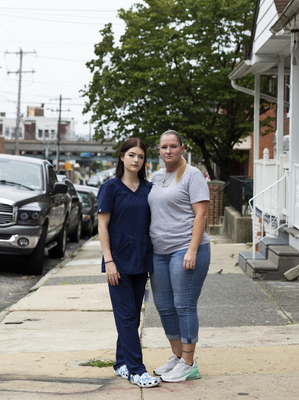 Miltreda Kress with her daughter, Brianna Donahue, in Philadelphia.  (Rachel Wisniewski / for NBC News)