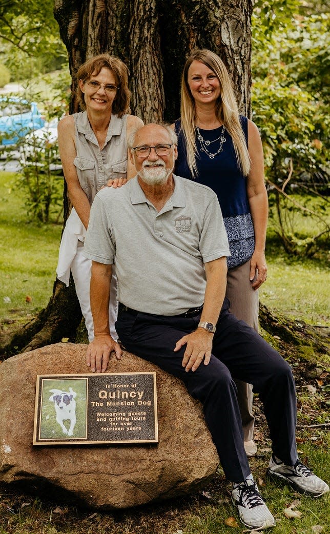 Athena Koehler, left, has been named as the new executive director of the Bryn Du Mansion, replacing Bruce Cramer, center, who is retiring Dec. 31. Koehler has worked at the mansion since 2012. Tara Gordon, right, a Bryn Du employee since 2021, has been promoted to director of marketing, programming and engagement.