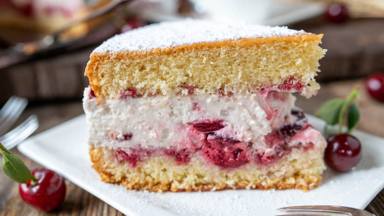 Layer cake with cherries