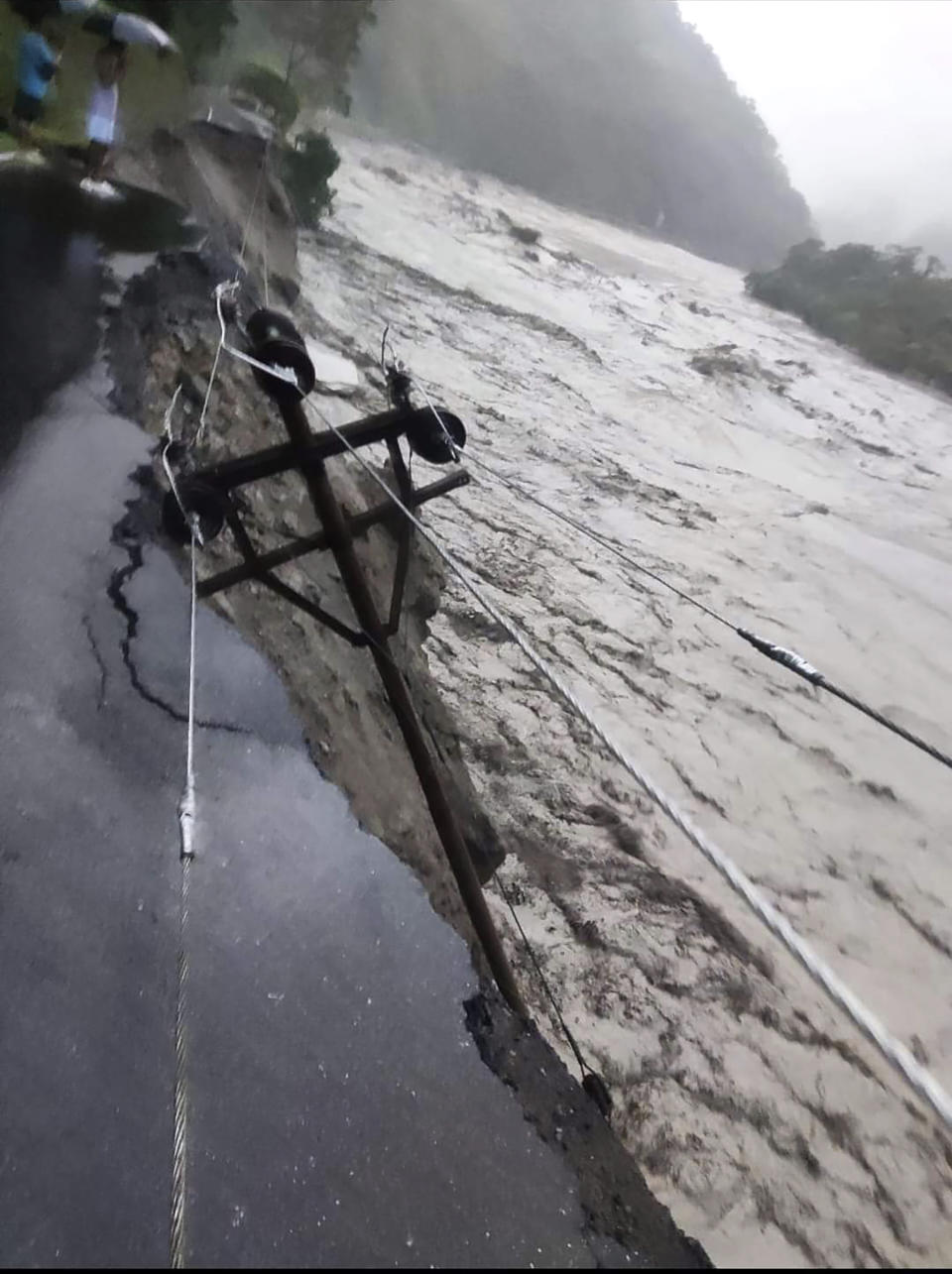 Water levels of the Teesta river rises in Sikkim, India, Wednesday, Oct. 4, 2023. Twenty-three Indian army soldiers are missing after a cloudburst triggered flash floods in the northeastern state of Sikkim. The flooding occurred along the Teesta River in Lachen valley, a statement from India's army said Wednesday, adding that search efforts were underway. (Indian Army via AP)