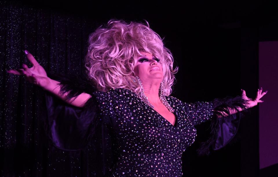 Vanessa Taylor performs during a drag show in Ames in 2022.