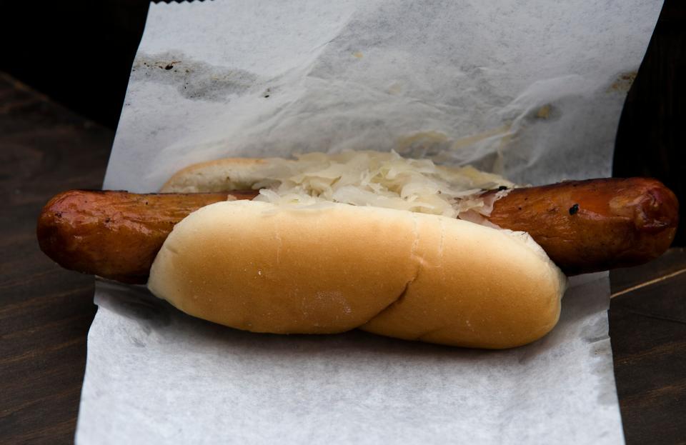 Mettwurst from Mick Noll's during Oktoberfest Zinzinnati on Friday, Sept. 21, 2018, in downtown Cincinnati.