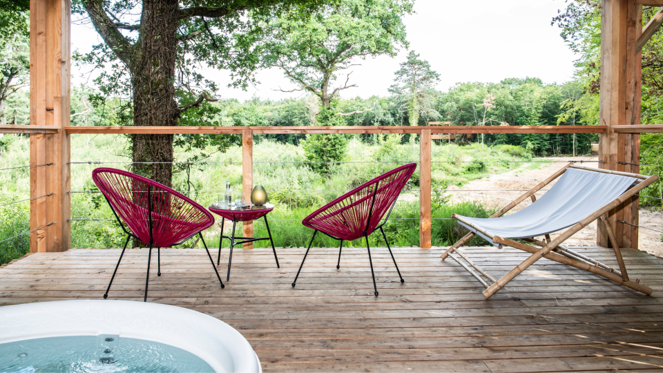 The terrace of Loire Valley Lodges suite, Lucien