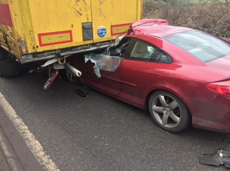 The driver of this car had a miraculous escape after walking away from this with just some cuts to his head