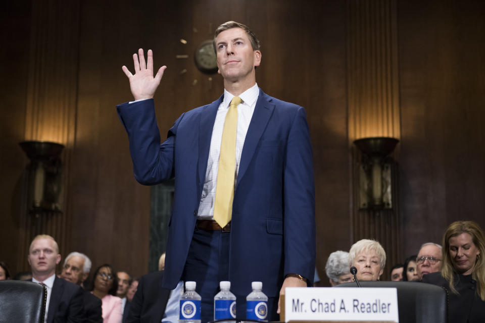 Chad A. Readler, nominee to be U.S. Circuit Judge for the Sixth Circuit, is sworn in to a Senate Judiciary Committee hearing on judicial nominations in Dirksen Building on Oct. 10, 2018. (Photo: Tom Williams via Getty Images)