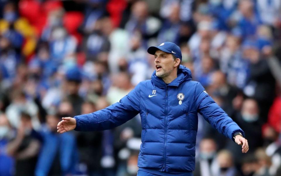 Chelsea manager Thomas Tuchel on the sidelines at Wembley - Shutterstock