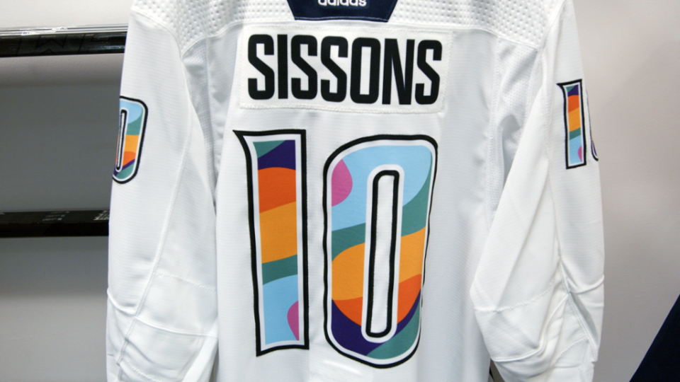 The back of the Pride Night jerseys the Nashville Predators are expected to wear Tuesday against the Vegas Golden Knights at Bridgestone Arena.