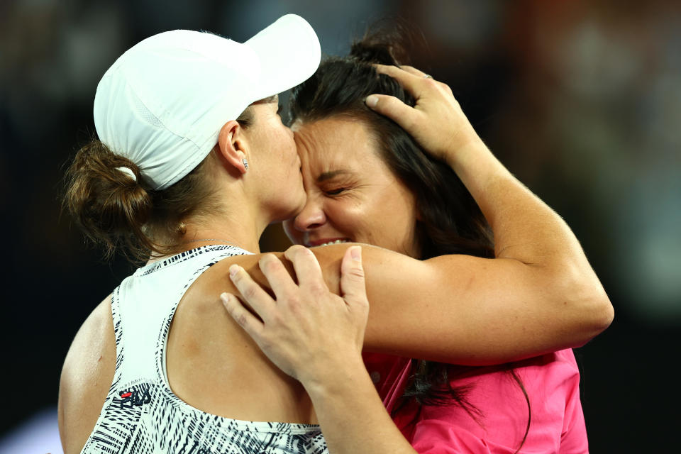 Ash Barty, pictured here kissing Casey Dellacqua on the forehead after winning the Australian Open.