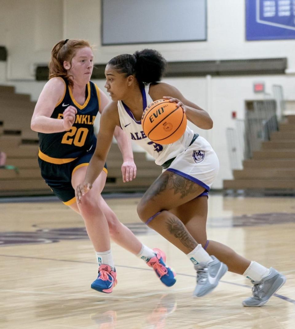 Former Lakeview High standout Brazyll Watkins, right, is currently the leading scorer for the Albion College women's basketball team. Albion College will begin MIAA tourney play on Wednesday.