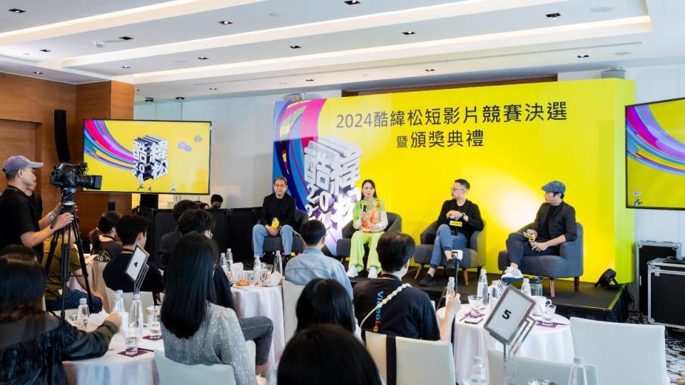 緯來董事長李鐘培（左起）、張榕容、許立達、莊凱勛出席2024酷緯松短影片競賽。 （圖／緯來戲劇台提供）