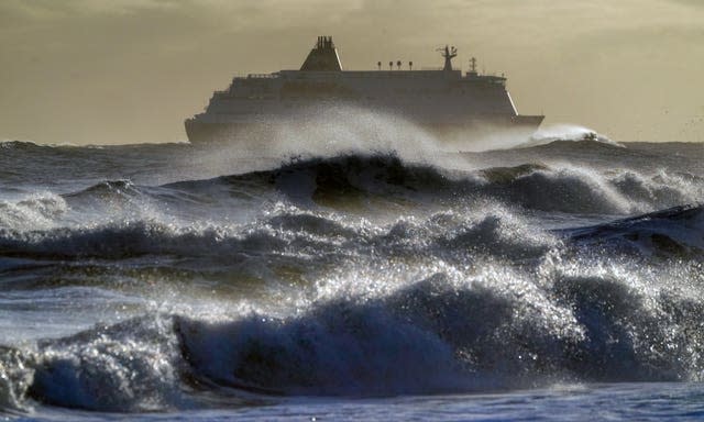 Ferry in stormy seas