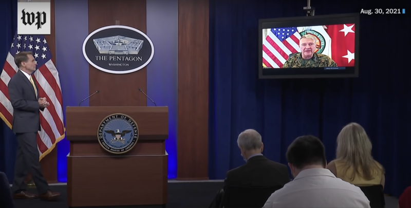 美軍中央司令部司令麥肯錫宣布，美軍已從阿富汗全數撤離。（翻攝自 Washington Post YouTube 頻道）