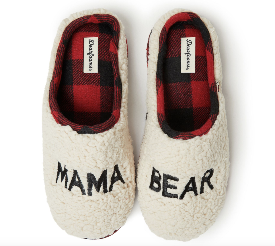 Dearfoams Mama Bear Plaid Clog Slippers (Photo: QVC)