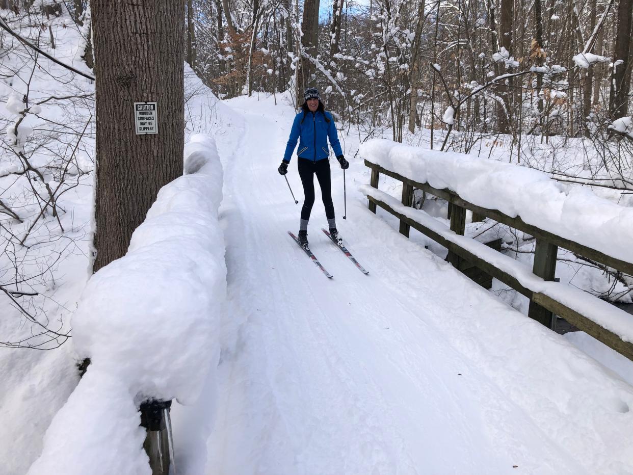 Cross-country skiers enjoyed the groomed ski trails alongside pillowy snow at Love Creek County Park in Berrien Center on Saturday, Jan. 20, 2024.