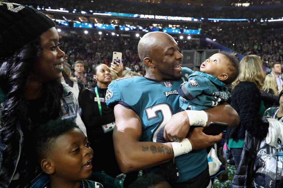 Eagles players celebrate Super Bowl LII with loved ones