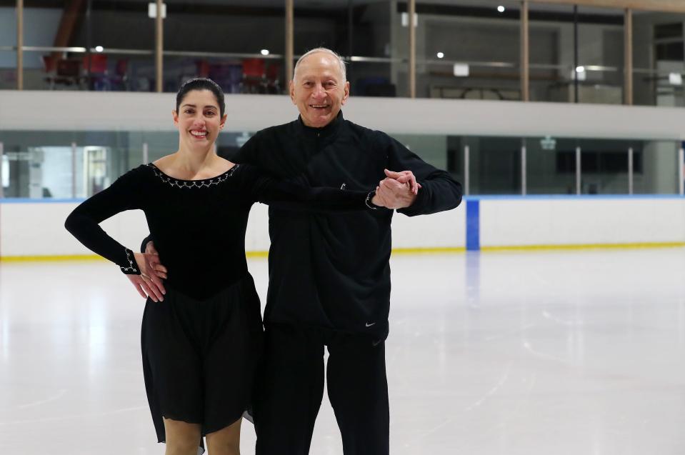 Richard Veron and his ice dancing partner Jaclyn Klein Walker dance on the ice rink at the Harvey School in Katonah Dec. 1, 2023. Veron, who is 88 years old and from White Plains, is a speed skater and ice dancer.