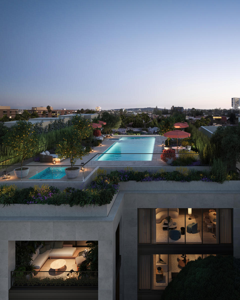 Rooftop pool at Rosewood Residences Beverly Hills.