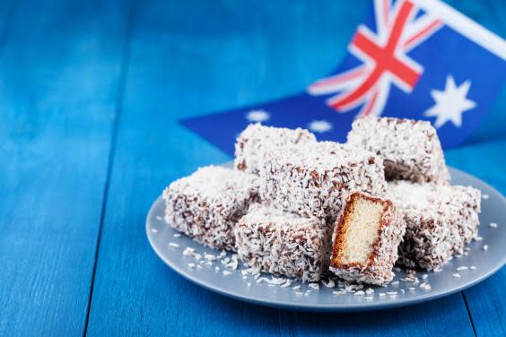 Traditional lamington cakes made for Australia Day (Getty)