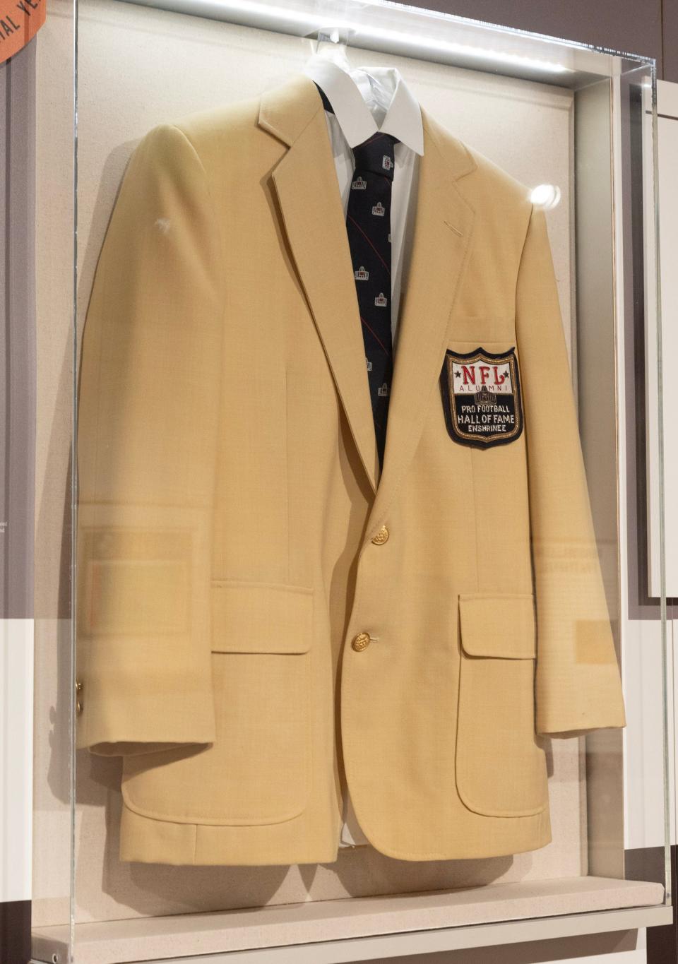 Paul Brown's gold jacket from his Pro football Hall of Fame enshrinement in 1967. It's part the Massillon Museum's newest exhibit, "A Way to Win: Paul Brown's Innovations."