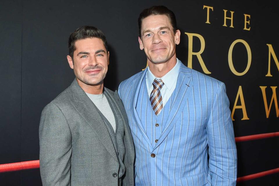 <p>Gilbert Flores/Variety via Getty </p> Zac Efron and John Cena on Dec. 11, 2023.