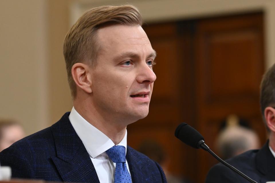 State department official David Holmes testifies before the Permanent Select Committee on Intelligence on Nov. 21, 2019.