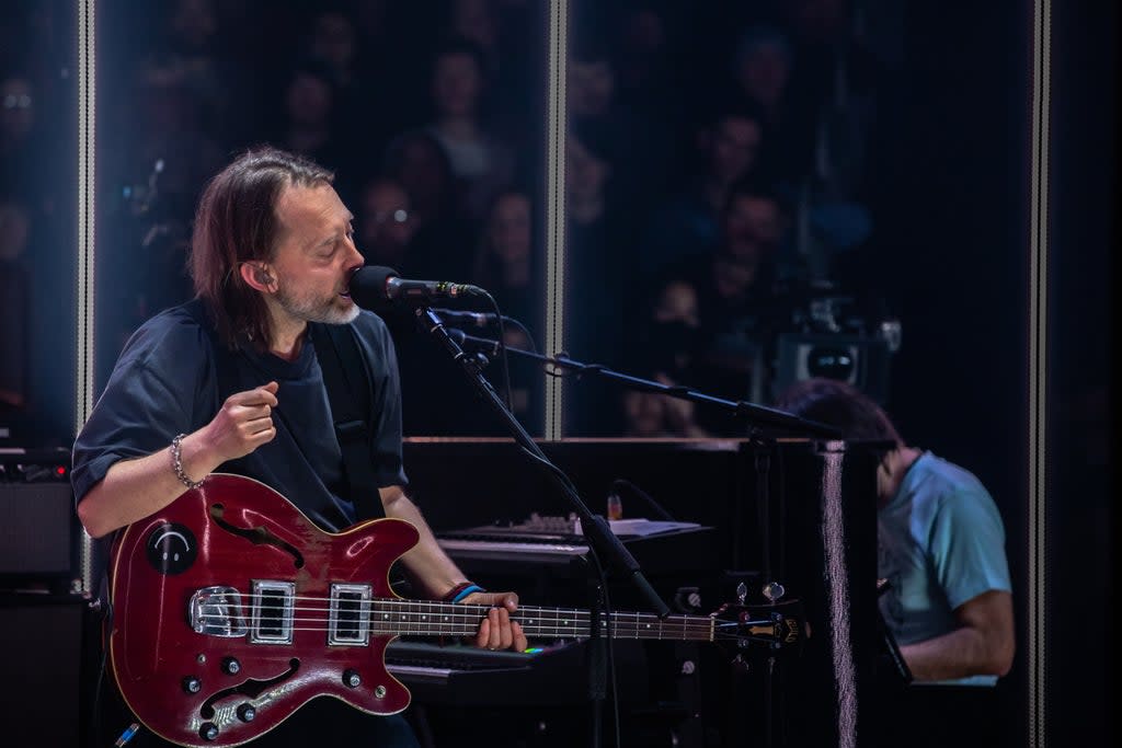 Thom Yorke performing to a sold-out audience at The Smile’s first live show since virtual Glasto last year  (Wunmi Onibudo)