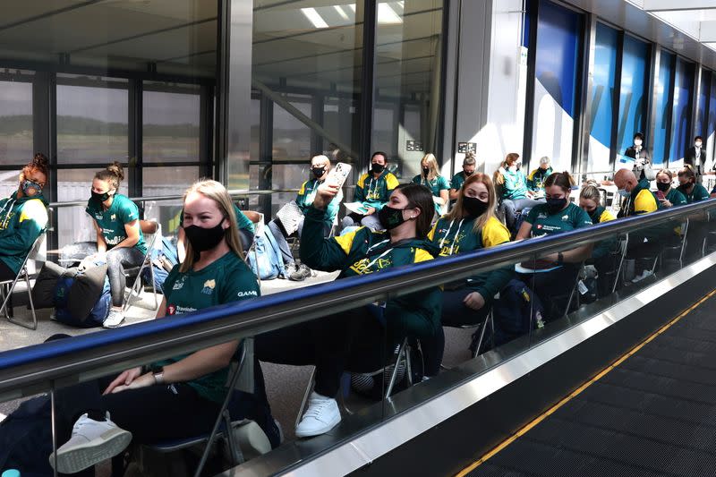 Australian softball national team players arrive in Japan for the Tokyo 2020 Olympic Games