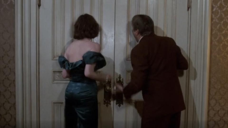 Miss Scarlet and Col Mustard yelling at the door in Clue