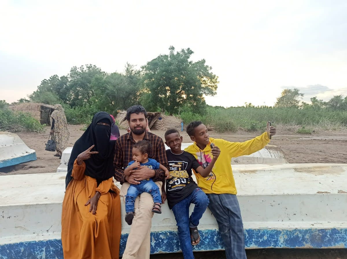 Abdul Haseeb with his wife Baraah Abaker and two-year-old son Rafi in Sudan (Abdul Haseeb)