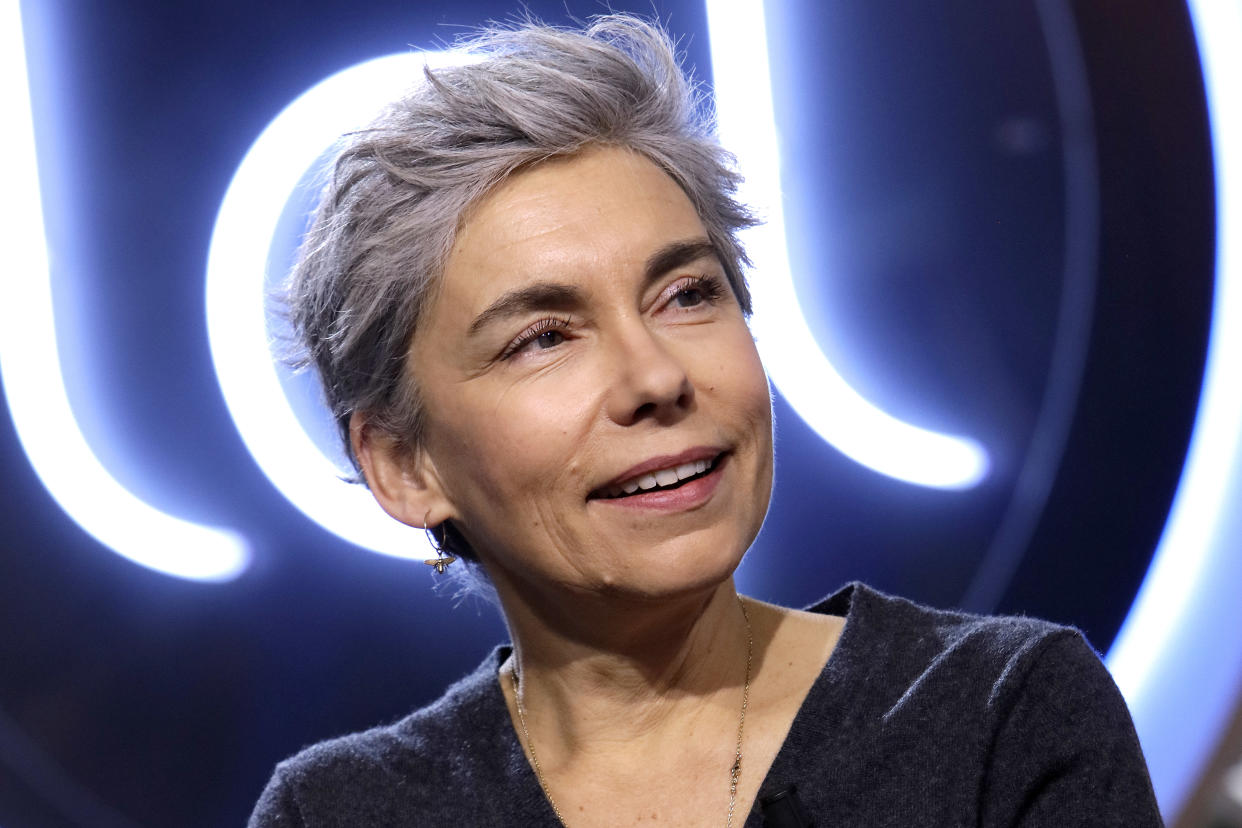 PARIS, FRANCE - 01/23/2019: Journalist Elisabeth Quin poses during Tv talk show 