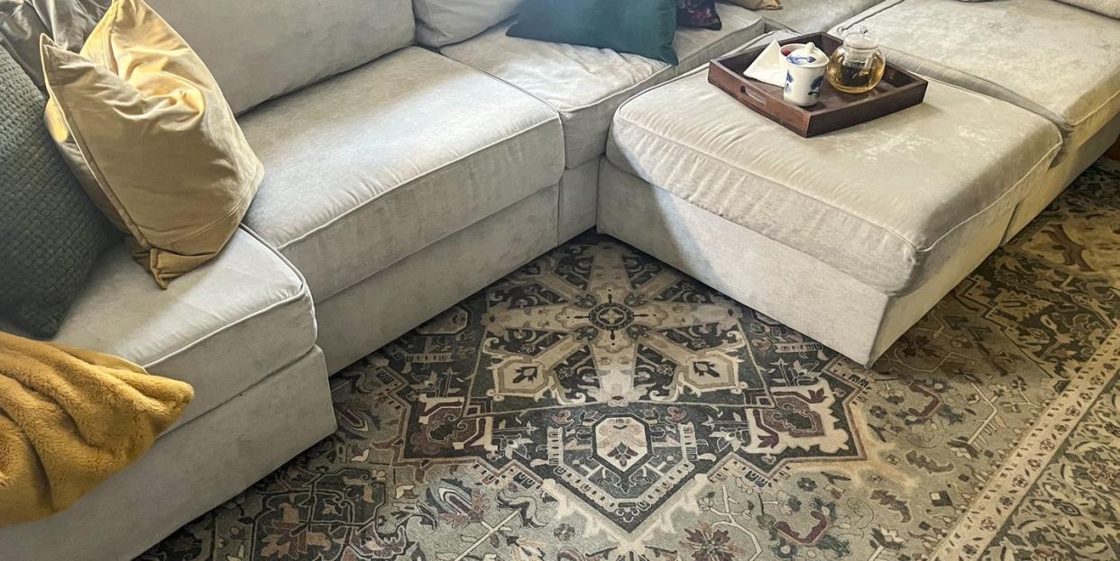 washable rug under a couch