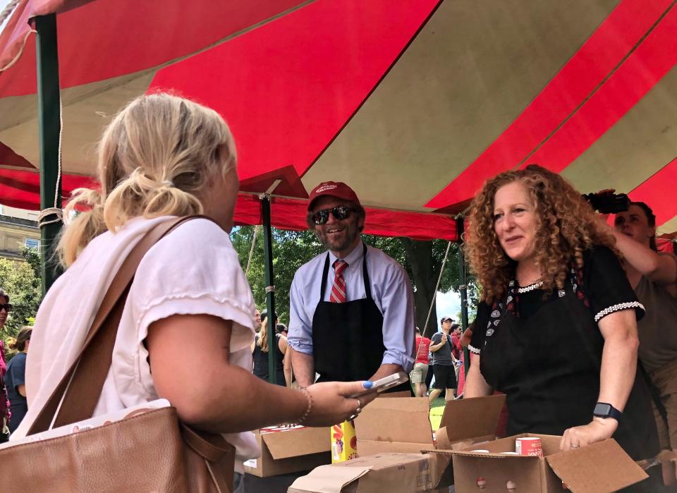 Mnookin handed out cups of Babcock ice cream to students and staff Thursday.