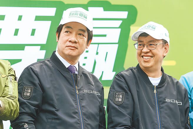 圖為前後任副總統陳建仁（右）與賴清德（左）過去曾合體造勢。（本報資料照片）