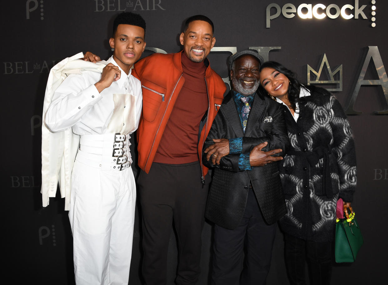 Jabari Banks, Will Smith, Joseph Marcell, and Tatyana Ali attend Peacock's New Series 