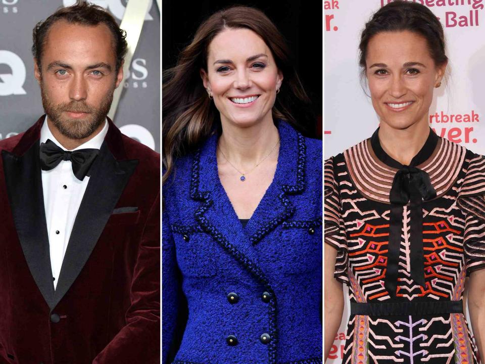 <p>Jeff Spicer/Getty ; Max Mumby/Indigo/Getty ; Stuart C. Wilson/Getty</p> James Middleton attends the GQ Men Of The Year Awards in September 2019. ; Catherine, Princess of Wales attends the 10th Anniversary Celebration of Coach Core at the Copper Box Arena in October 2022 in London, England. ; Pippa Middleton attends the British Heart Foundation Beating Hearts Ball at Guildhall in February 2019 in London, England