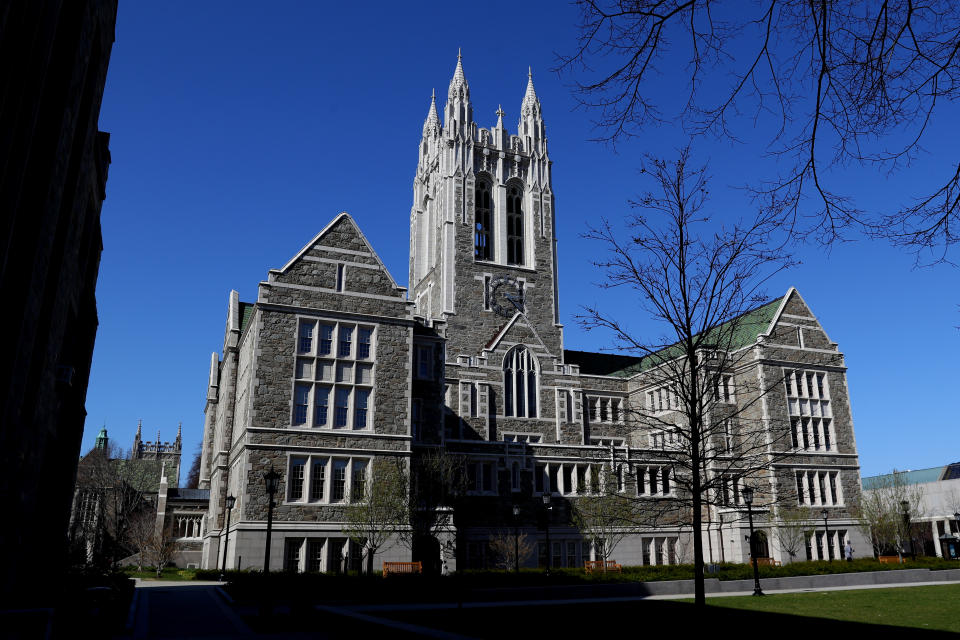 A view of the campus of Boston College on March 31, 2020 in Chestnut Hill, Massachusetts. Students at Universities across the country were sent home to finish the semester online due to the risk of coronavirus (COVID-19). Massachusetts Governor Charlie Baker put the state under a “stay at home” order in an attempt to contain the virus. Maddie Meyer/Getty Images