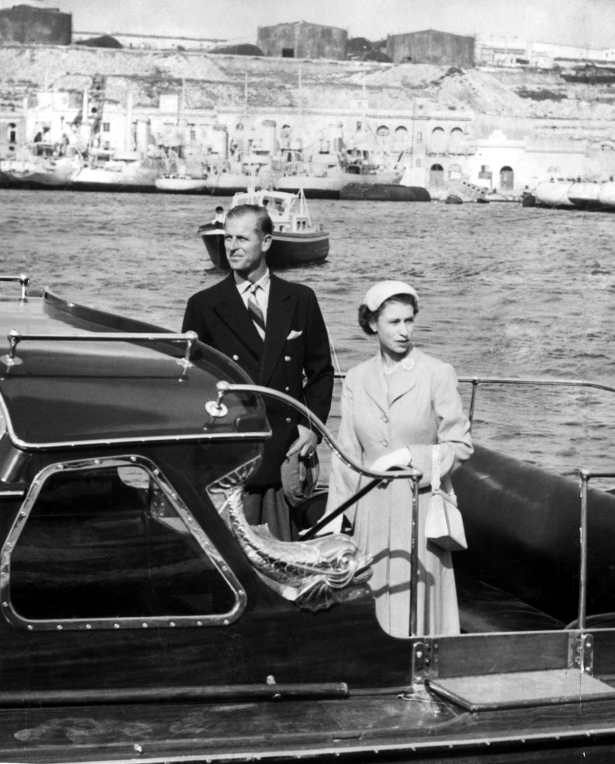 The royal newlyweds photographed leaving Malta back in 1950 [Photo: Getty]