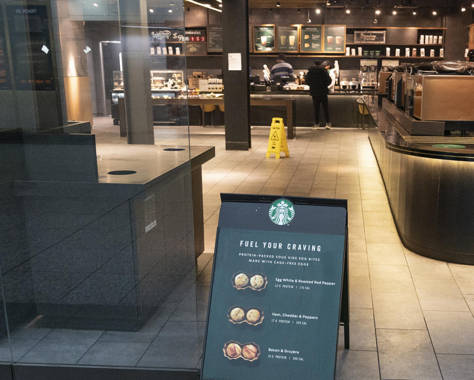 the trash can at Starbucks