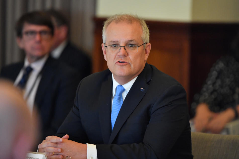 CANBERRA, AUSTRALIA - DECEMBER 11: Prime Minister Scott Morrison makes opening remarks during a convening of the Federation Reform Council at Old Parliament House on December 11, 2020 in Canberra, Australia. The National Federation Reform Council (NFRC) has been established to replace Council of Australian Governments (COAG) meetings. (Photo by Mick Tsikas-Pool/Getty Images)