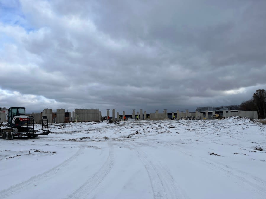 Work is underway at Adelaide Pointe in Muskegon. (Nov. 28, 2023)