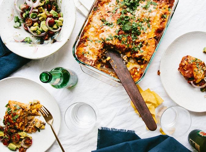 Late-Summer Vegetable Enchilada Pie