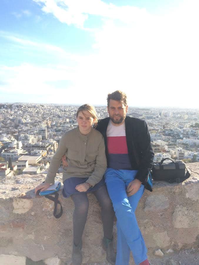 Finn and his daughter relax after touring Athens - Credit: Adharanand Finn