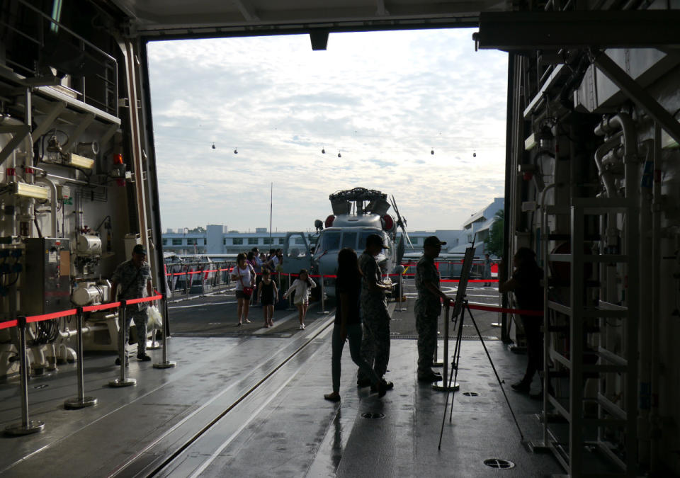 The view from the hangar aboard the RSS Tenacious. (Photo: Dhany Osman/Yahoo Newsroom)