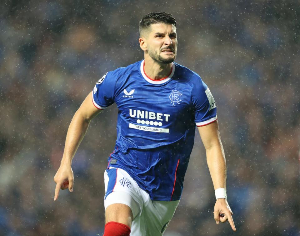 Rangers’ Antonio Colak levels against PSV (Steve Welsh/PA) (PA Wire)