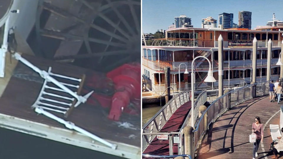 The Kookaburra Queen 2 crashed yesterday, with 60 people onboard. Source: 9NEWS / Instagram - Lance Castle.