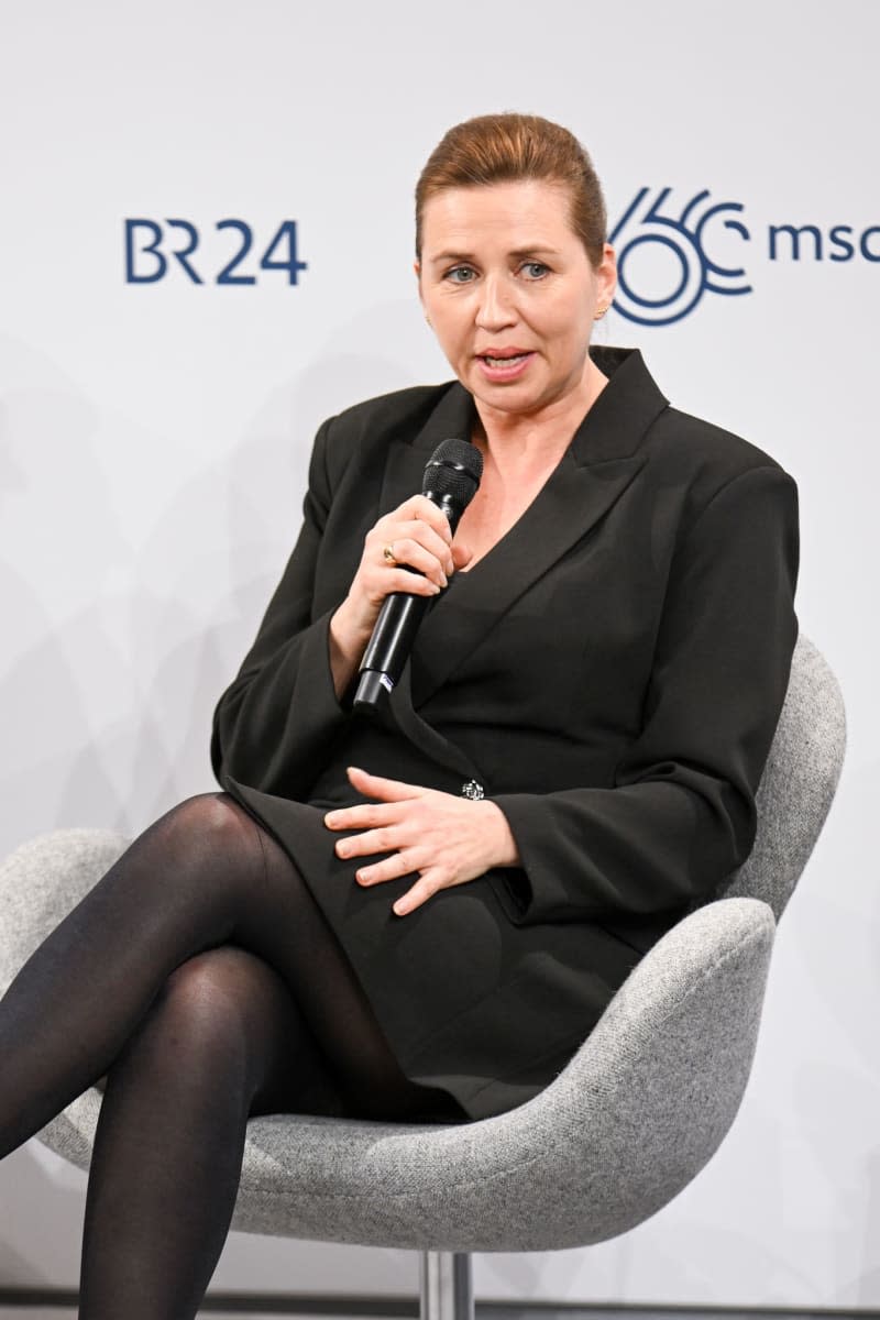 Danish Prime Minister Mette Frederiksen speaks at the 60th Munich Security Conference (MSC). Tobias Hase/dpa