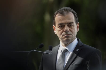 FILE PHOTO: PNL president Ludovic Orban during a press conference held by EPP leaders and Romanian President Klaus Iohannis in Sibiu