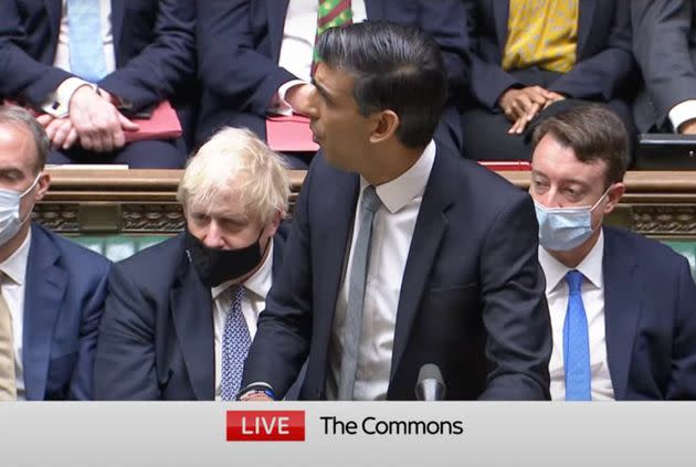 Boris Johnson's mask slipped off his nose in the Commons (Photo: Sky News)