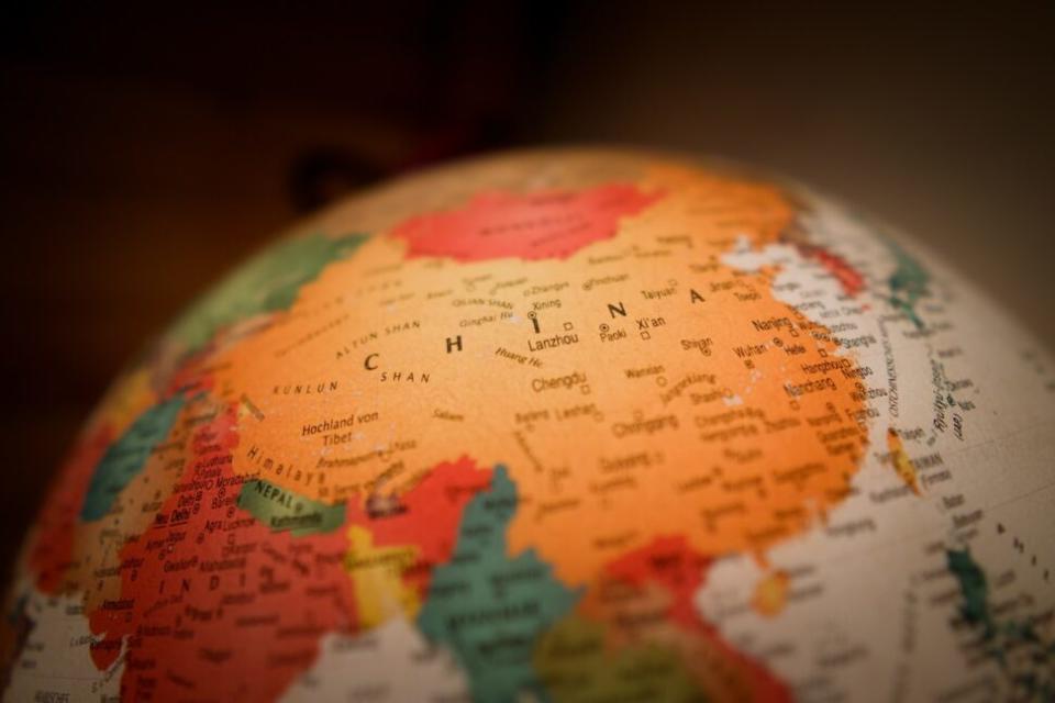 China on a glowing globe