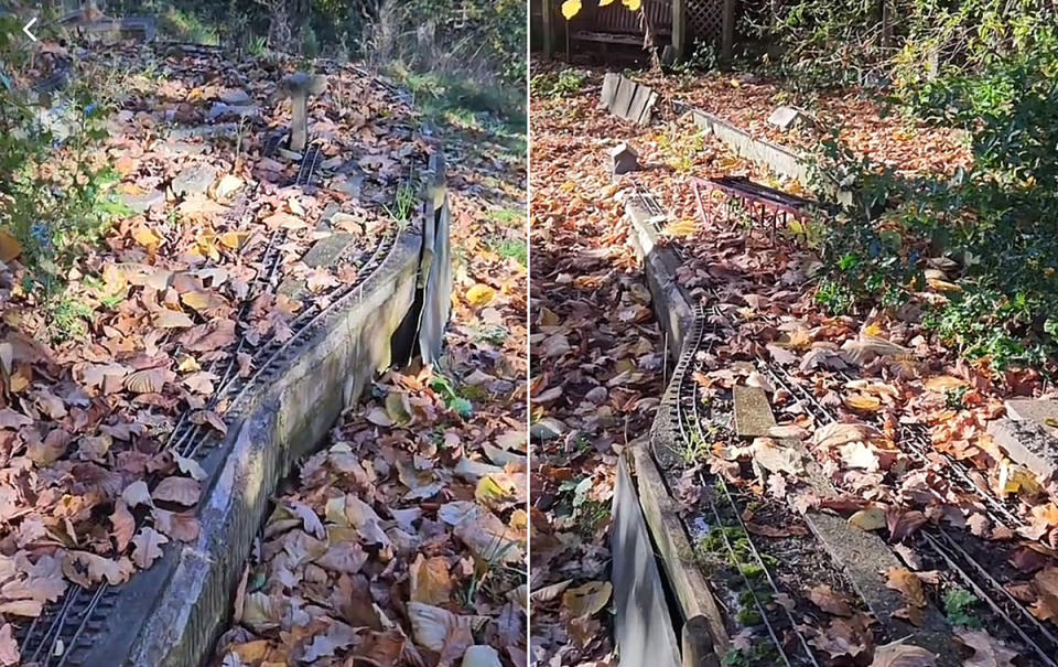 Large parts of the track had been covered in leaves and debris for years. (TikTok/Lauren Chessum)